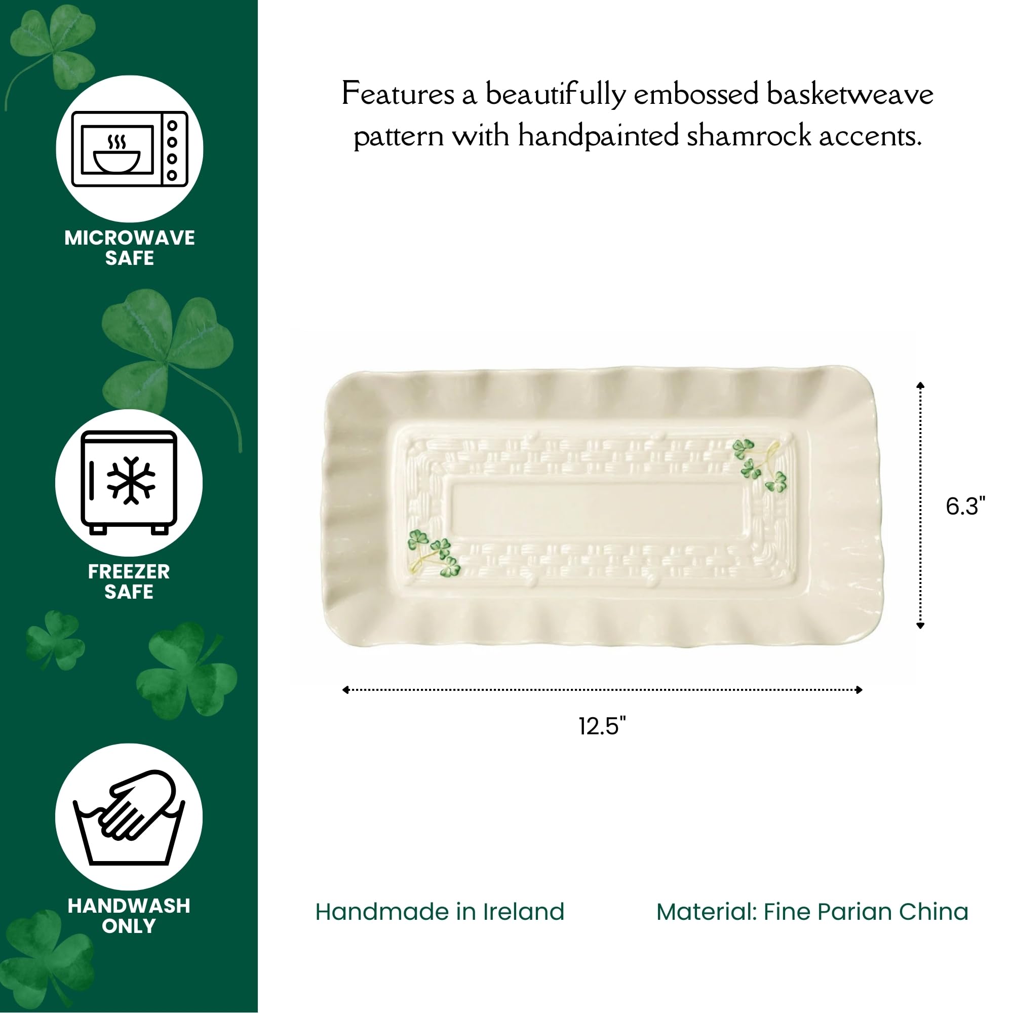 Amazon.com | Belleek Shamrock Tray - Fine Parian China White